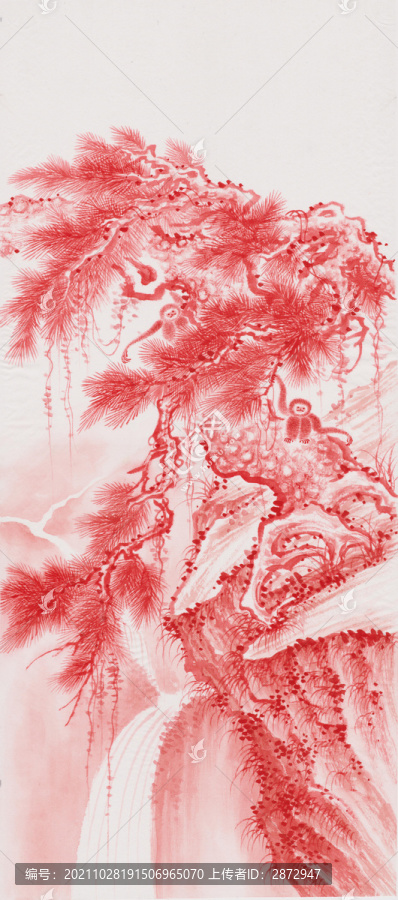 朱砂松猿圖