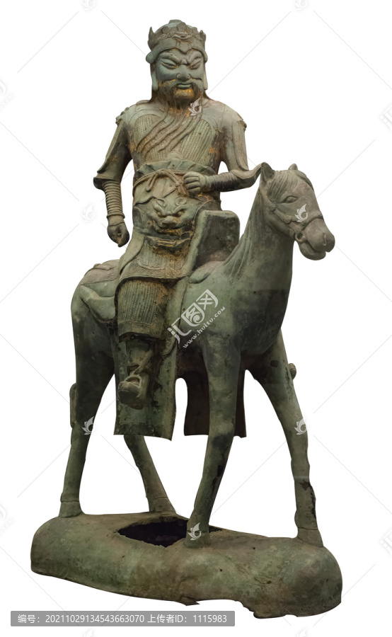 清代骑马关羽铜造像