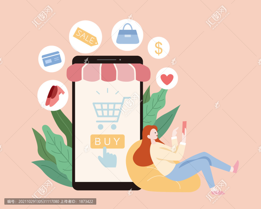 在手机应用程序上在线购物的女人