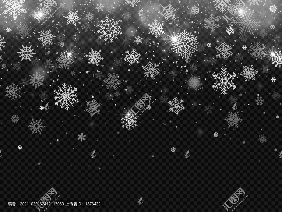 清透霧感雪花飄落背景