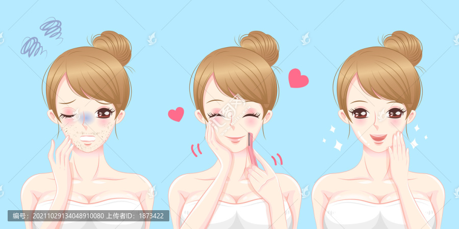少女清潔刮除胡須毛插圖