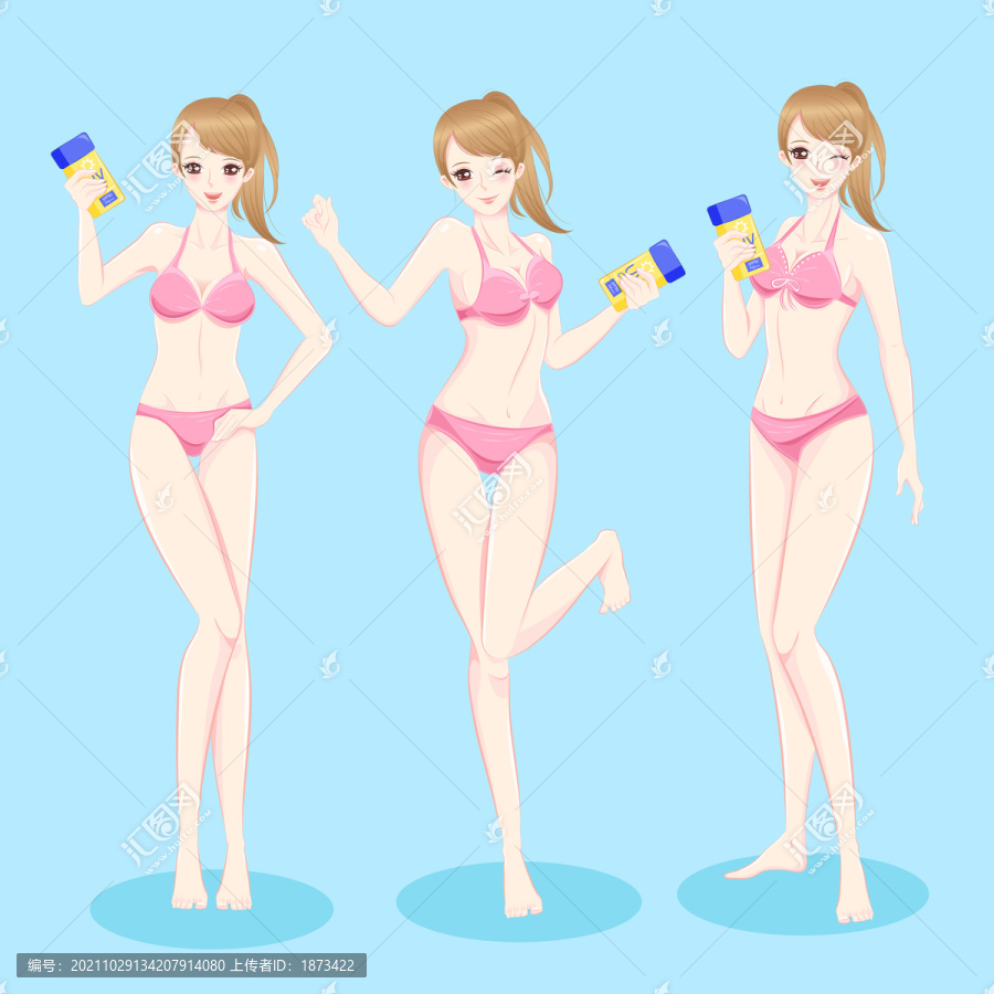 比基尼女孩注重防曬插圖