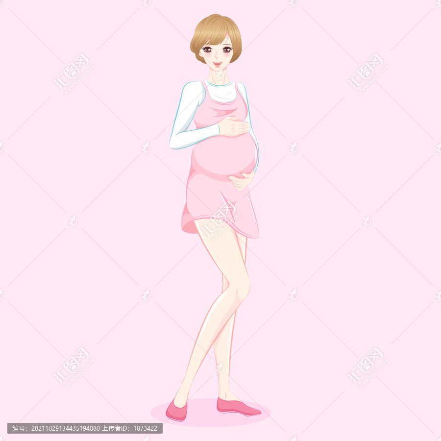 溫柔氣質(zhì)美女懷孕捧腹插圖