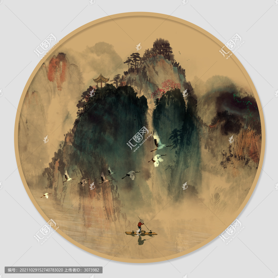 原創(chuàng)仿古中式山水水墨畫高清素材