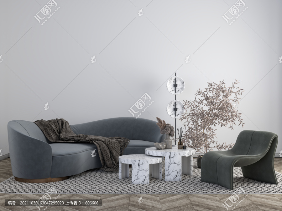現(xiàn)代沙發(fā)墻布壁畫背景場景圖