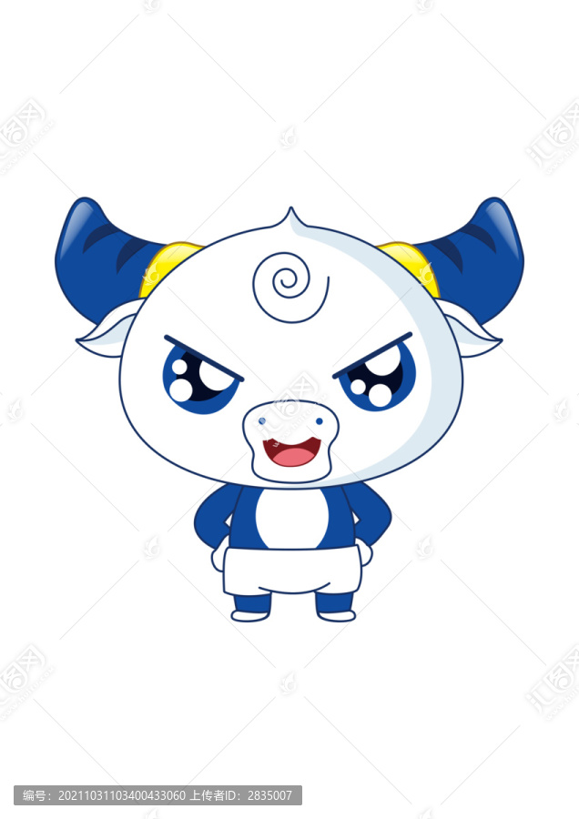 原創(chuàng)手繪卡通小牛人物動物矢量圖