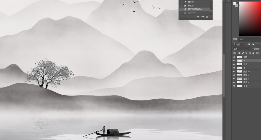 現(xiàn)代中式簡約山水背景屏風(fēng)裝飾畫