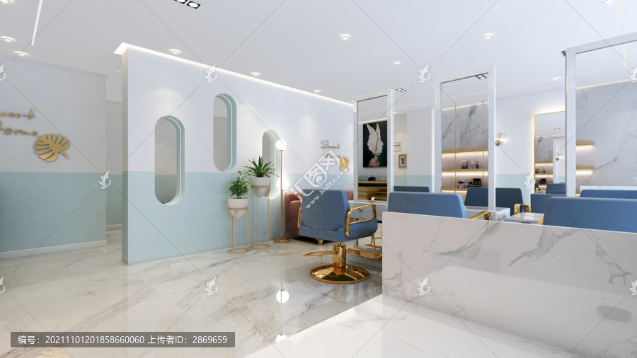 現(xiàn)代簡約美發(fā)店裝飾效果圖