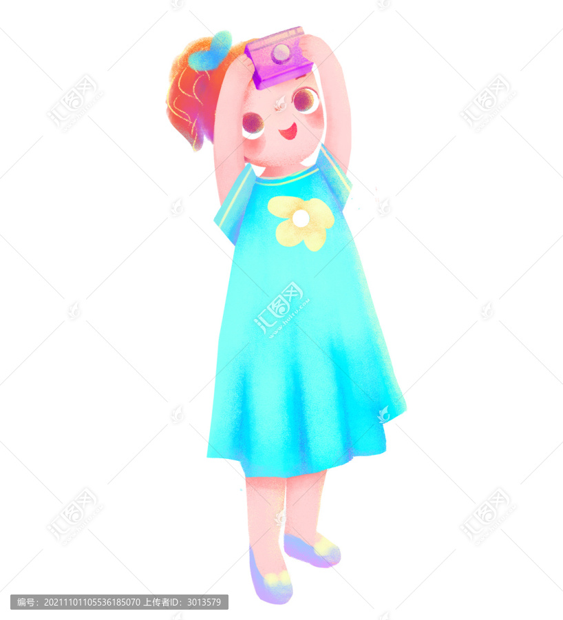 手繪可愛小女孩自拍卡通兒童元素