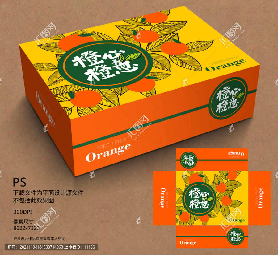 橙子禮盒水果包裝設計插畫