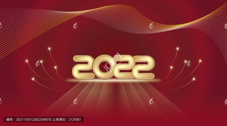 2022新年春節(jié)紅色背景金色