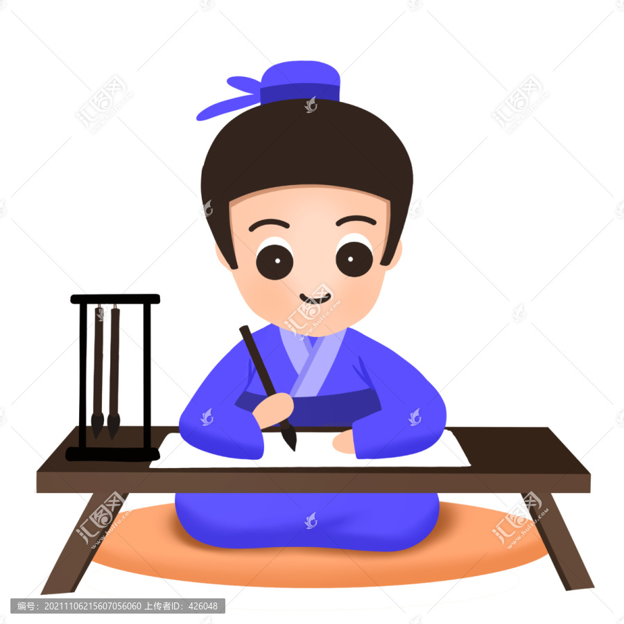 psd卡通國學(xué)書法人物