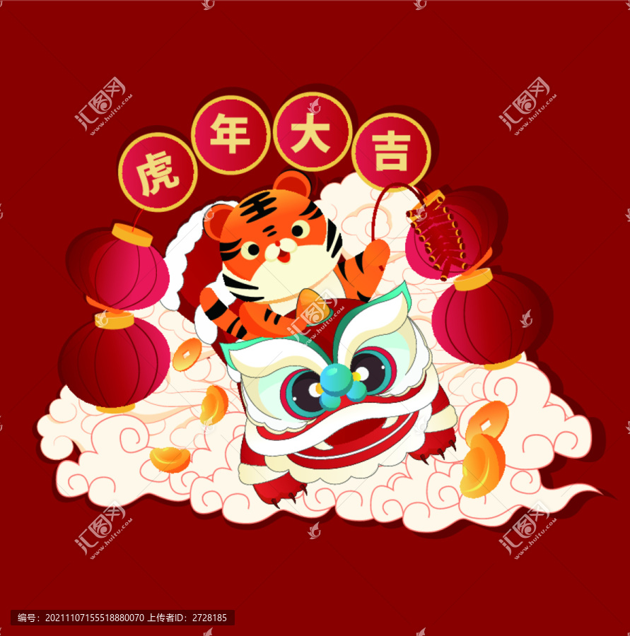 虎年麒麟插畫