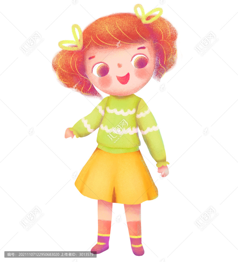 手繪穿毛衣小女孩可愛卡通元素