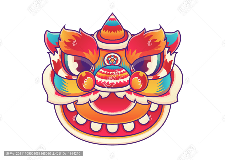 中國舞獅獅頭矢量插畫