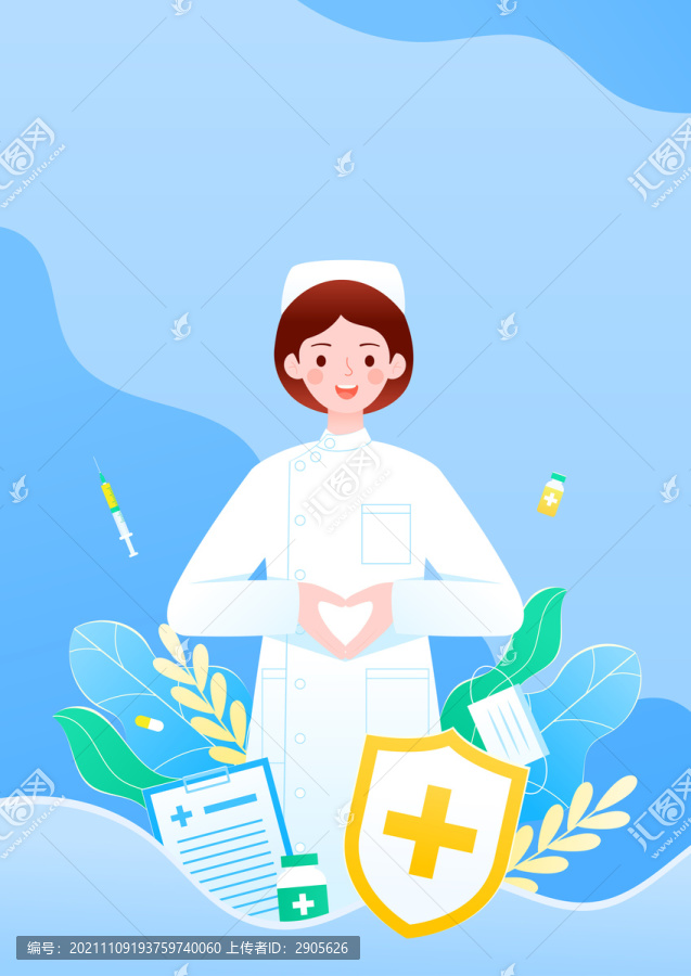 女護(hù)士抗擊疫情醫(yī)療健康矢量插畫