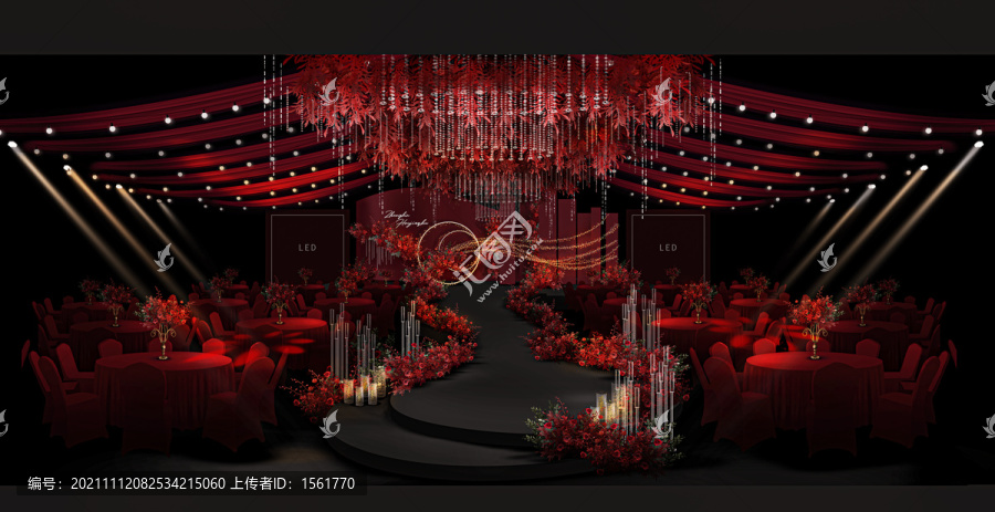 紅黑色婚禮效果圖