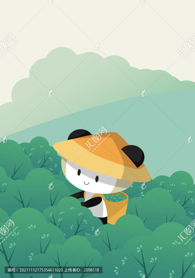熊貓采果插畫