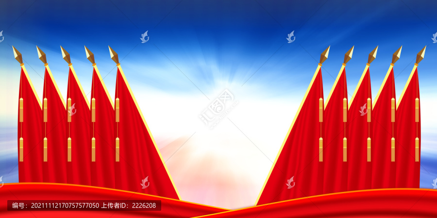 十面紅旗藍(lán)色背景