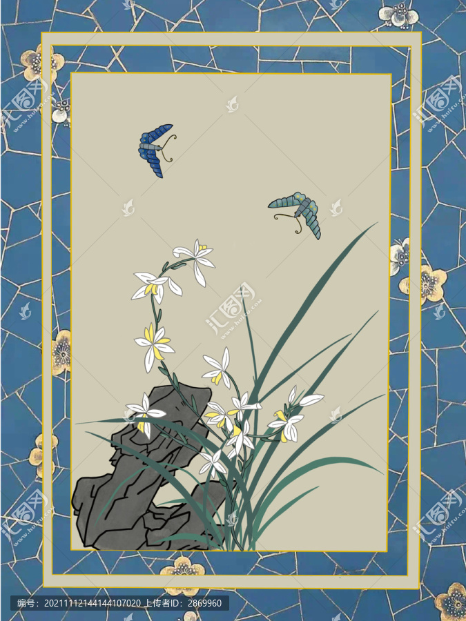 古風(fēng)手繪蘭花插畫