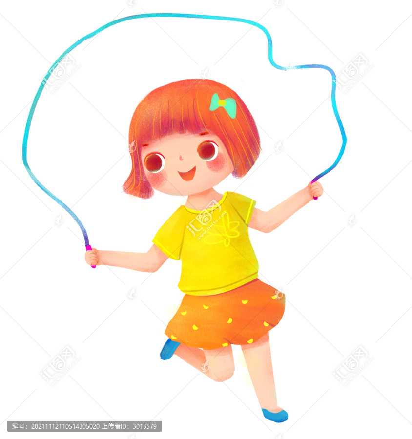 卡通小女孩跳繩幼兒園親子活動