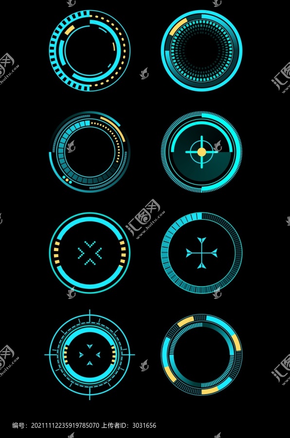 科技機械邊框幾何圖案旋轉圓環(huán)