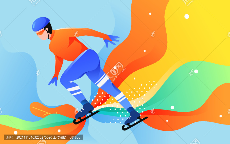 北京冬奥会2022短道速滑插画