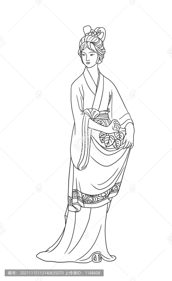 南京莫愁湖莫愁女雕像線稿