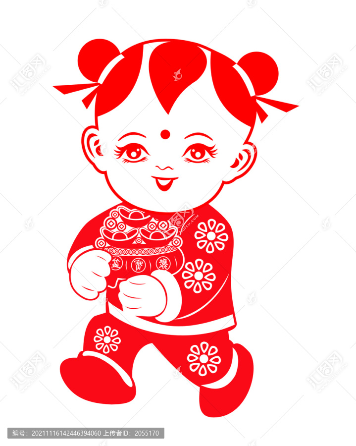 福娃春節(jié)娃娃剪紙