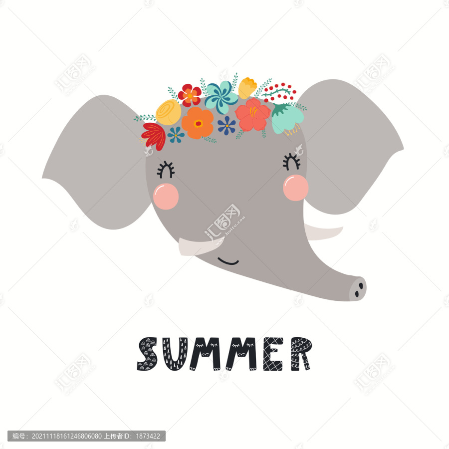夏日大象装扮插图