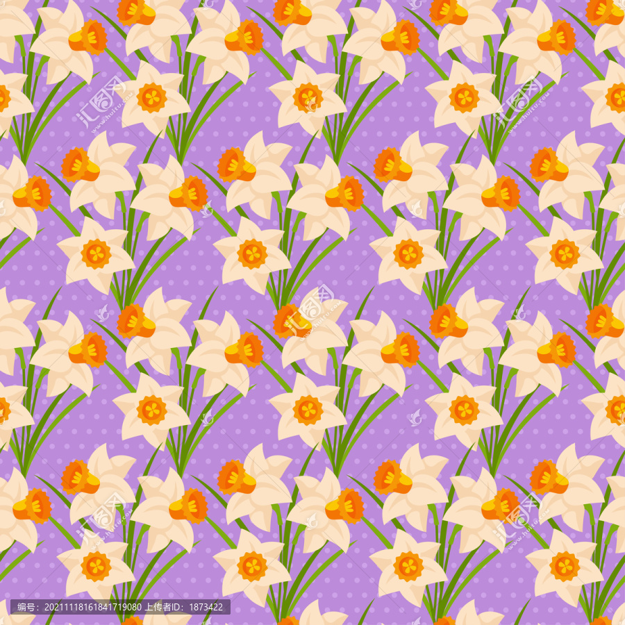 扁平風(fēng)紫色底波點(diǎn)白花滿版印花圖