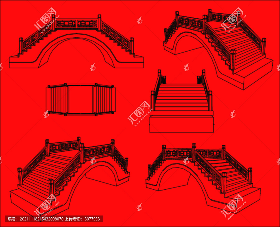 古鎮(zhèn)單孔石拱橋線描稿