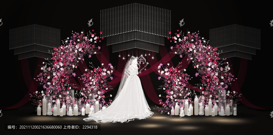 玫紅色韓式婚禮效果圖