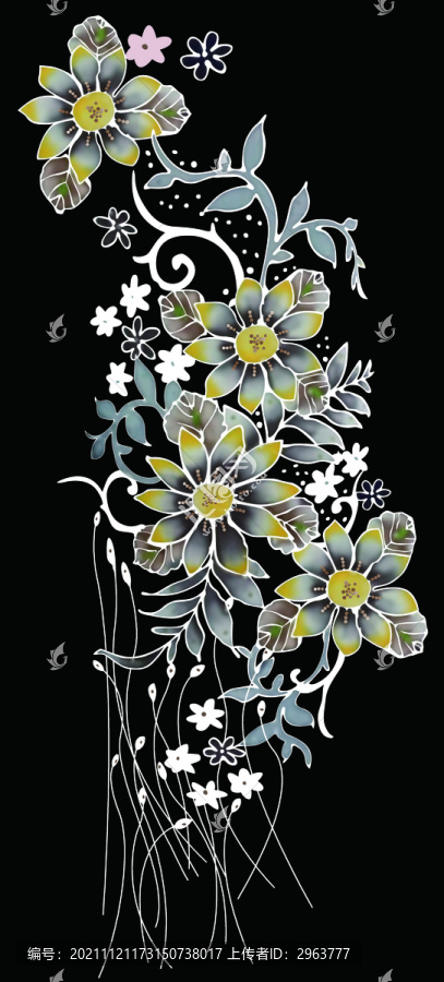 抽象水彩花素材