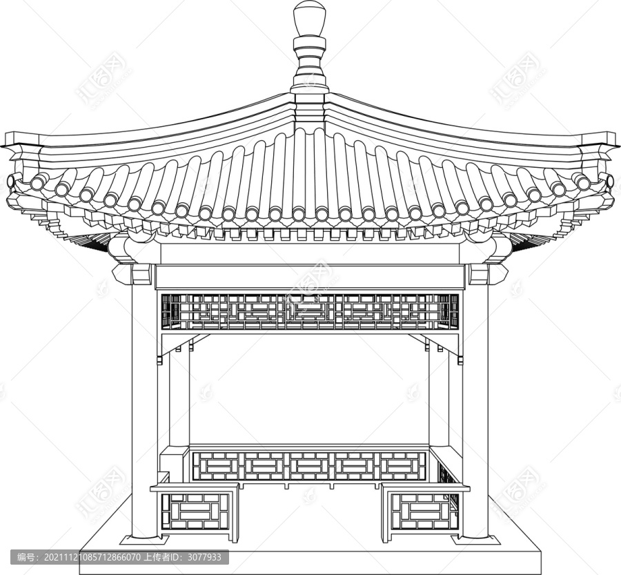 四角方亭凉亭