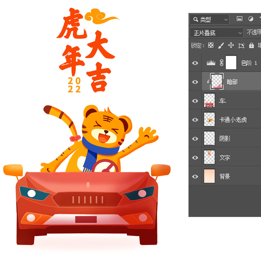 虎年大吉虎年素材卡通虎汽車素材