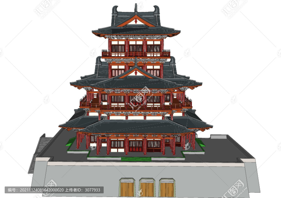 國潮風古建樓閣背景