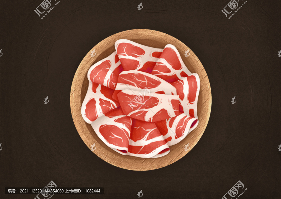 火鍋手繪羊牛肉卷插畫食材鮮肉