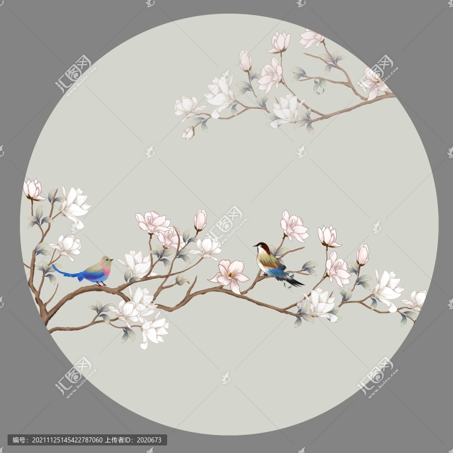 玉蘭花掛畫壁畫