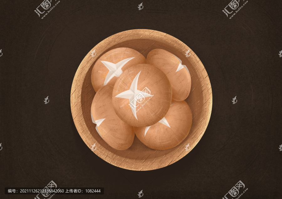 火锅手绘香菇插画新鲜食材美食