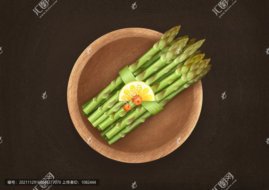 火鍋手繪蘆筍插畫(huà)新鮮食材竹筍