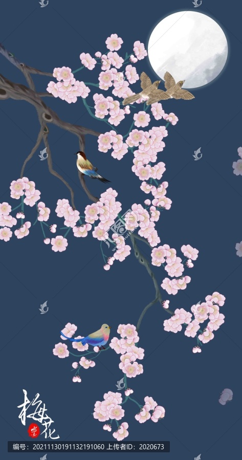 國畫梅花花鳥畫