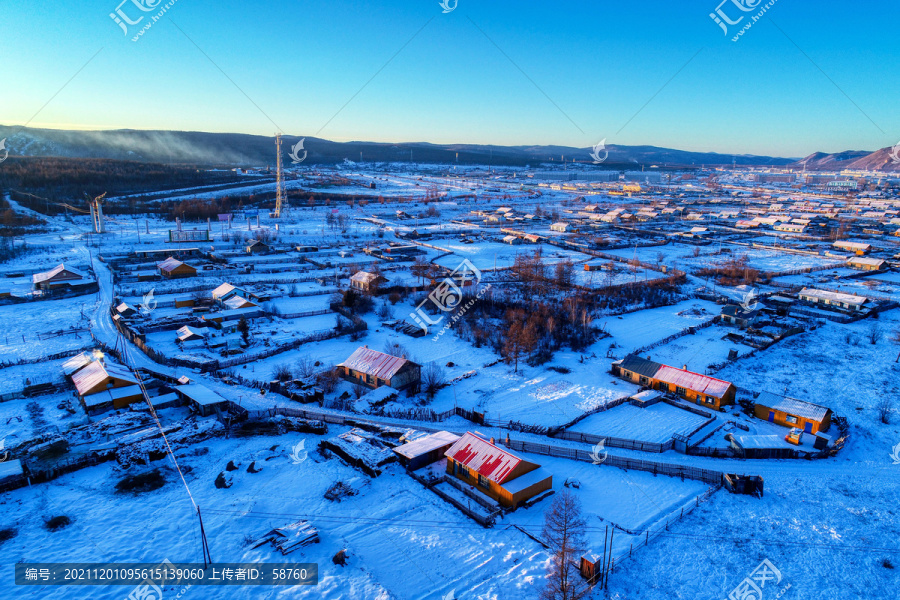 大兴安岭林场山村雪景