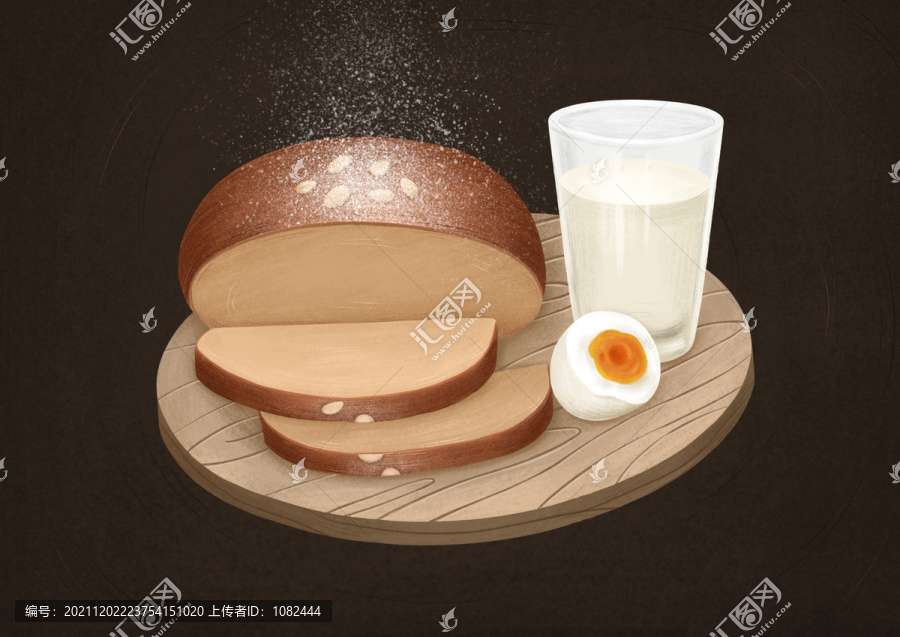 早餐插画面包牛奶鸡蛋营养全麦面