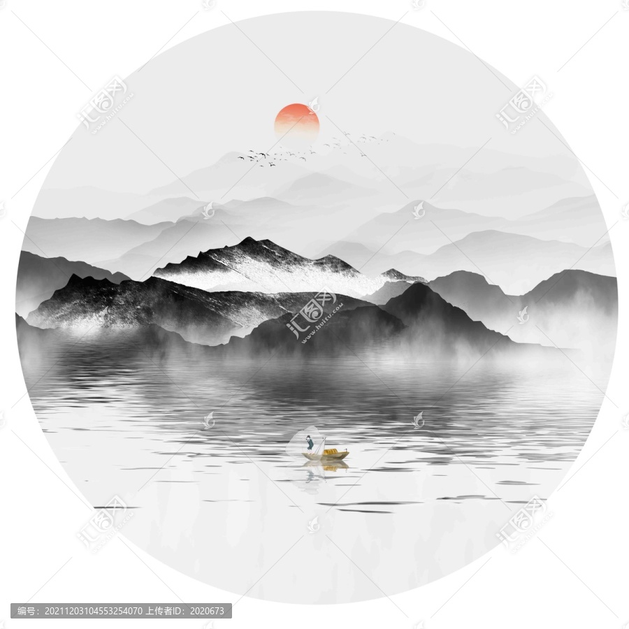 意境水墨山水畫