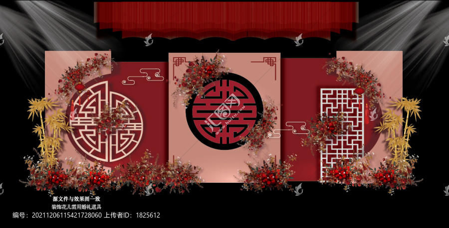 紅色新中式婚禮效果圖