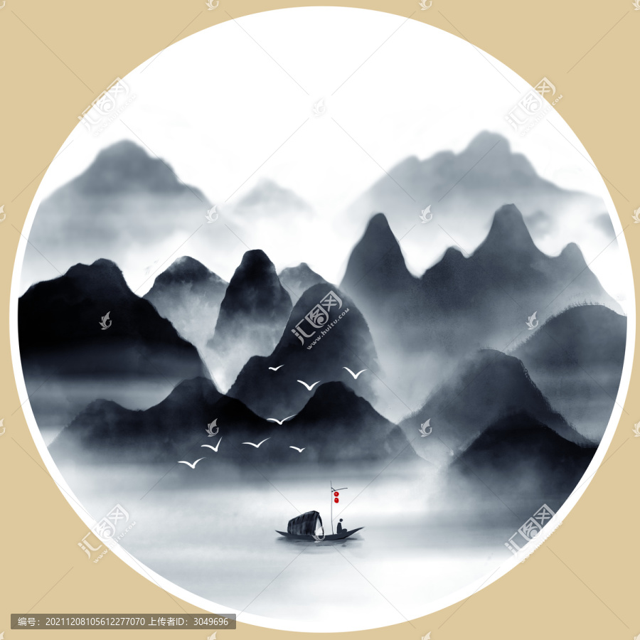 山水意境大圖裝飾畫(huà)PSD分層
