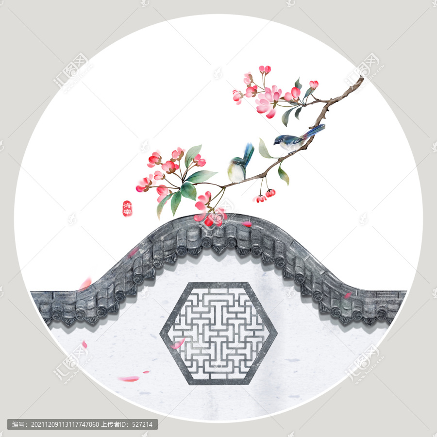 古風(fēng)海棠花插畫