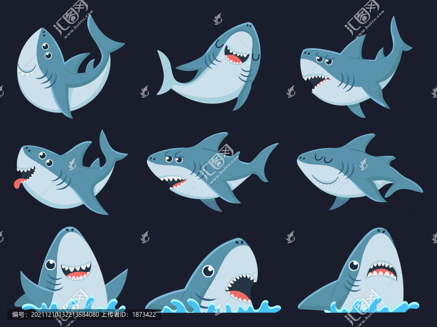 活泼鲨鱼玩水图标