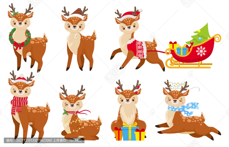 温驯圣诞装扮麋鹿插图
